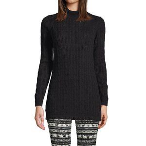 Women's Mockneck Cotton Cable Knit Sweater Tunic Black size PXL XLP 18P P18